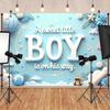 Милый Гобелен для Мальчика, Мягкий Синий Фон с Надписью "BOY", Воздушный Шар и Причудливый Декор, Милое Настенное Искусство для Детской
