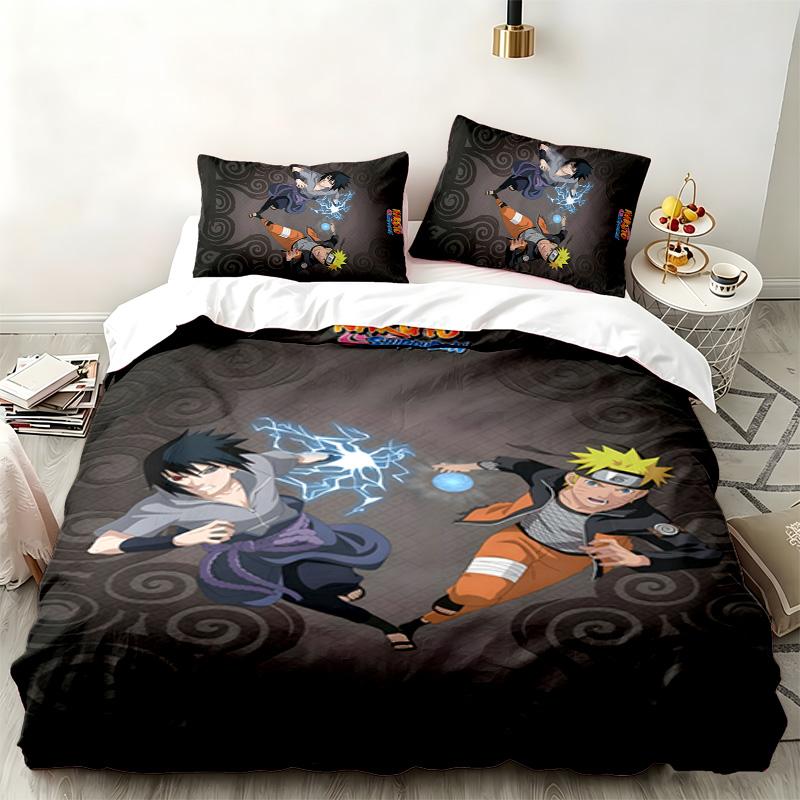 Набор из 3 предметов Naruto Идеально подходит для спальни Удобный комплект постельного белья включает пододеяльник и две наволочки Идеальный подарок на день рождения или Рождество