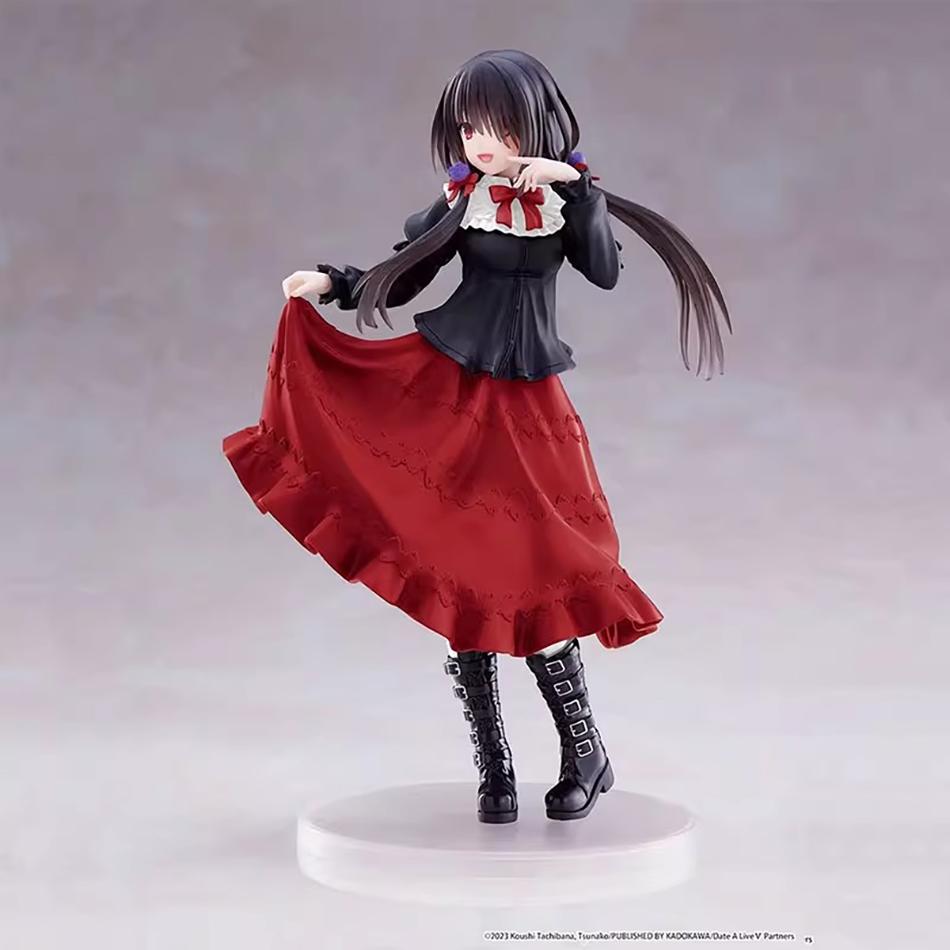 18CM DATE A LIVE Tokisaki Kurumi Anime Figure Cute Girl Model PVC Red Dress Dress Up Standing Car Interior Ornament Model Toys