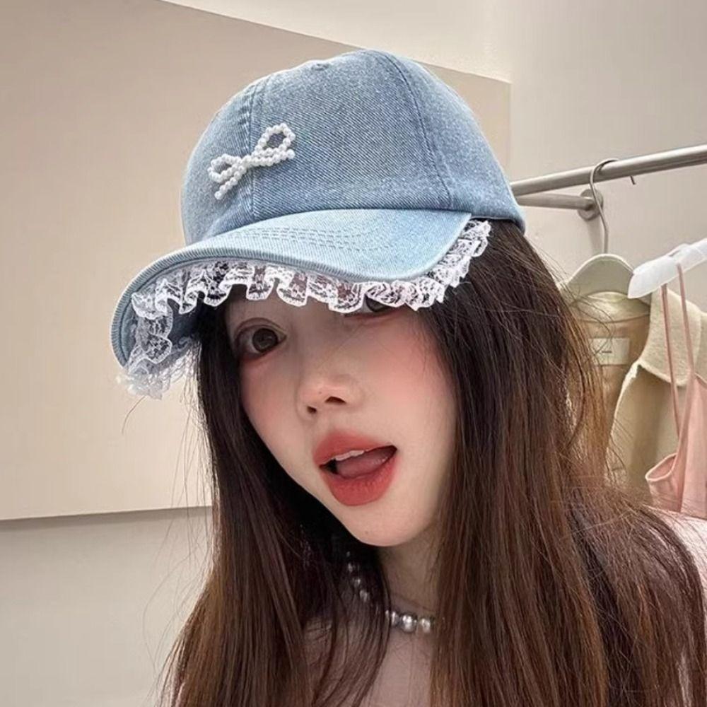 Bowknot Bowknot Baseball Hat Lace Denim Hat Versatile Bow Baseball Cap Sports