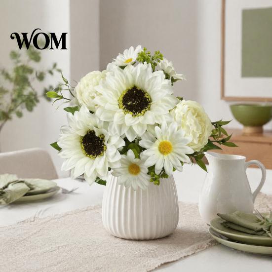 Romantic Aesthetic Flowers for Bedroom Sunflower Artificial Flowers, Realistic Fake Bouquet Wedding Home, Rustic Reusable Silk Floral Stems