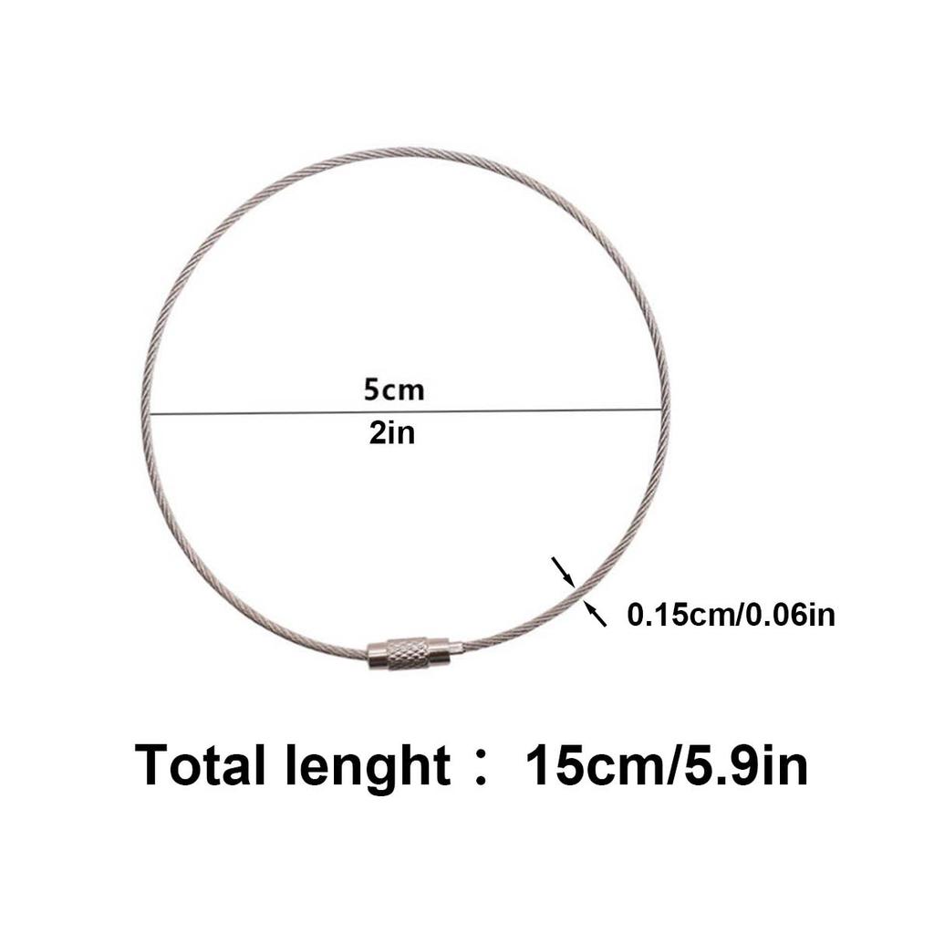 100 Pcs/Pack Stainless Steel Wire Keychains, Cable Key Rings, Heavy Duty Luggage Tags, Loops Tag Keepers, Twist Barrel