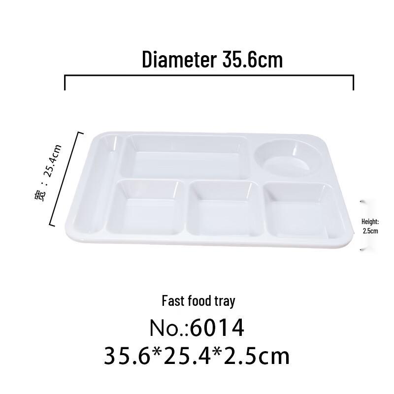 Melamine 6-Compartment Rectangular Serving Tray
