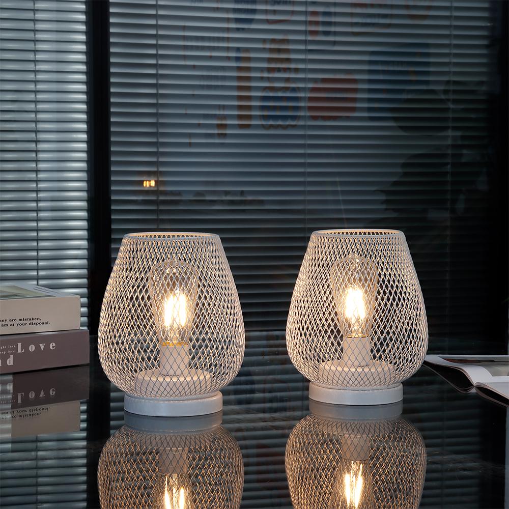 2 шт. Белая металлическая настольная лампа на батарейках, уличный фонарь со светодиодной лампой Эдисона для свадеб, вечеринок, патио, мероприятий, домашнего декора