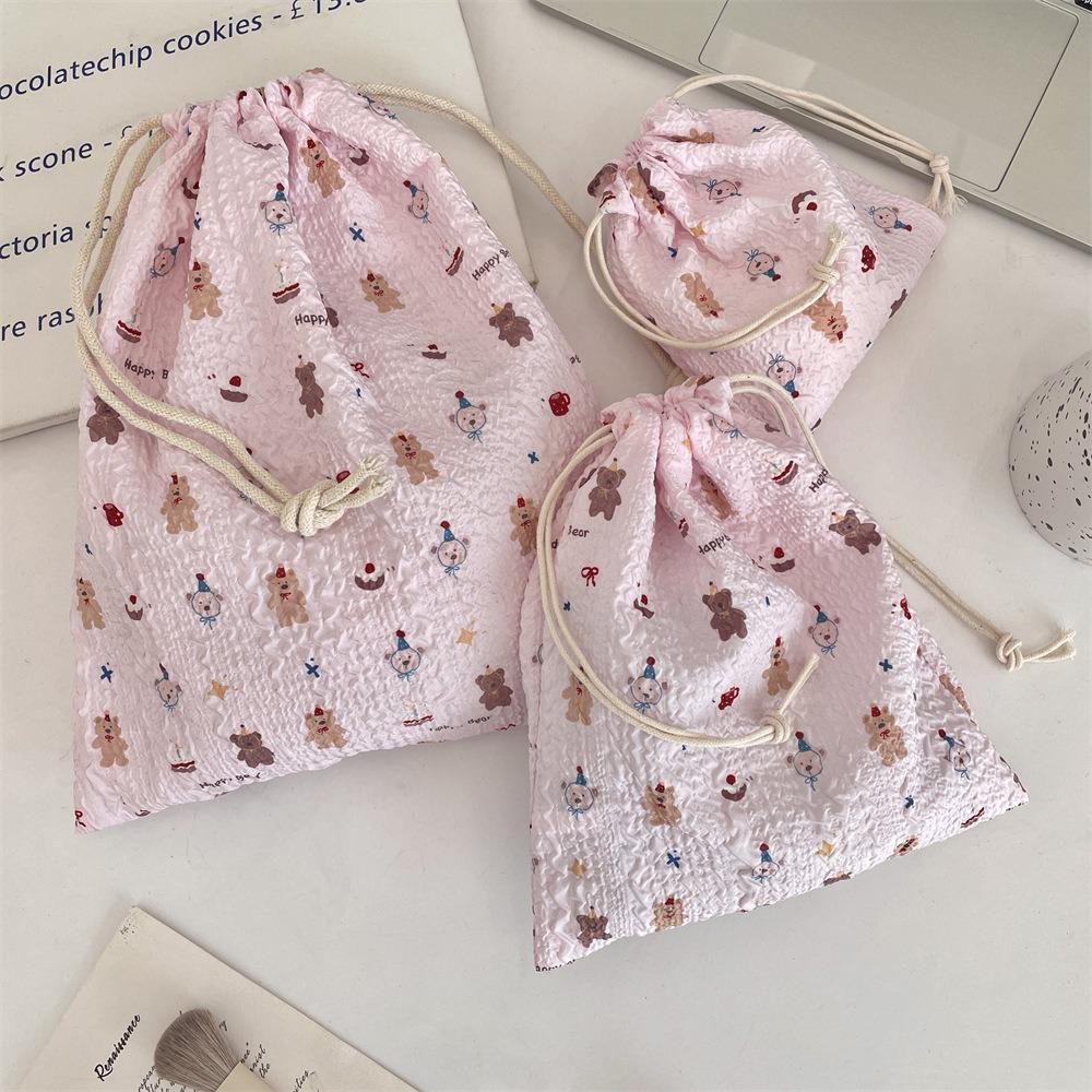 3Pcs/set Printing Drawstring Storage Bag Large Capacity Small Item Pouch  Women