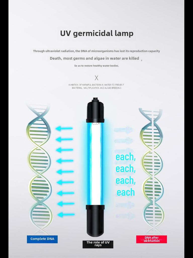 UV Sterilizer Lamp for Aquariums, Fish Tanks & Ponds - Submersible Water Purification & Disinfection Solution
