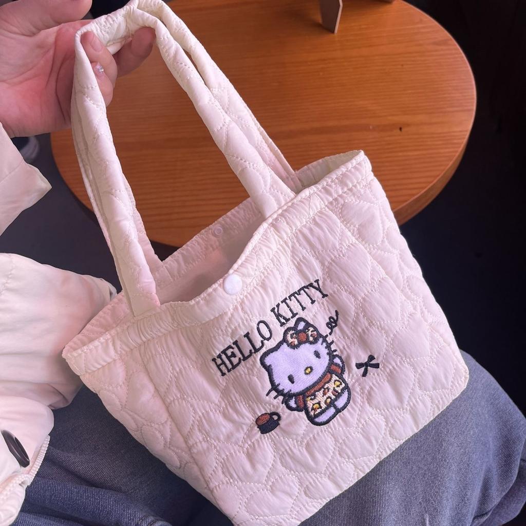 Женские Сумки Hello Kitty сумка Кавайная Сумка Мультяшная Сумка через плечо Милая вышитая объемная сумка-тоут Сумки клатчи женские