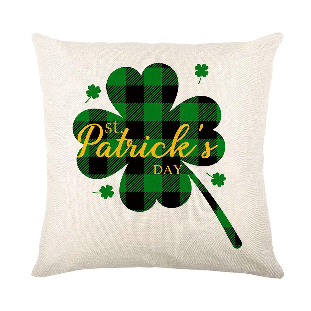 Combination Festival Cushion St. Patrick's Day Cushion Green Plaid Four-leaf Clover Sofa Cushion