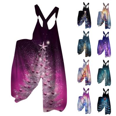 Женский рождественский комбинезон Small Fresh Star Christmas Tree Print Retro Jumpsuit
