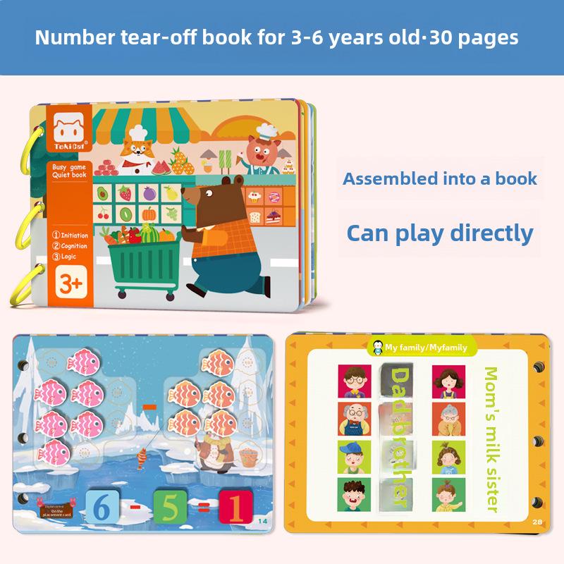 Детская тихая книжка с отрывными страницами: Развивающая игрушка на липучках