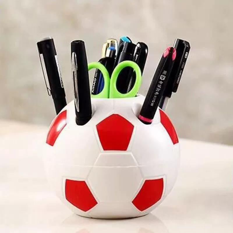 Student Pen Holder Creative Round Football Shaped Multifunctional Plastic Storage Box Football Shape Desktop Decoration