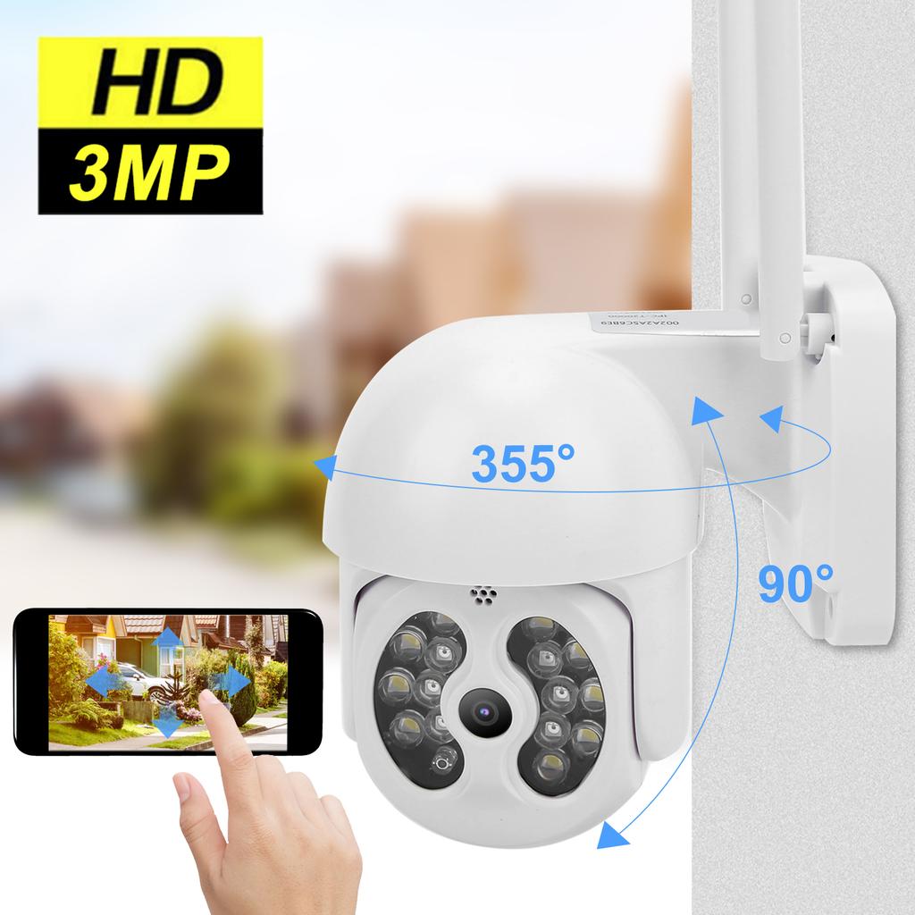 3МП Уличная камера WiFi PTZ Обнаружение движения Полноцветное ночное видение Двусторонняя связь IP65 для TUYA