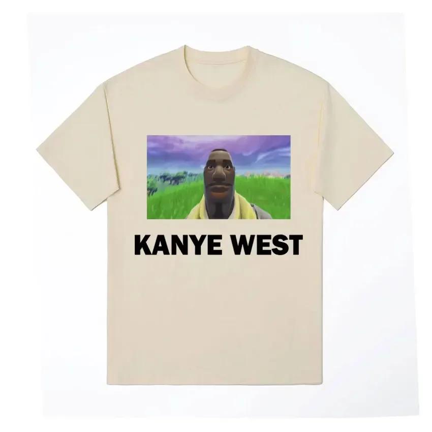 Футболка унисекс Lucu Kanye West Meme Grafis Pria Wanita в стиле хип-хоп Gaya Humor, винтажная футболка Lengan Pendek, уличная одежда