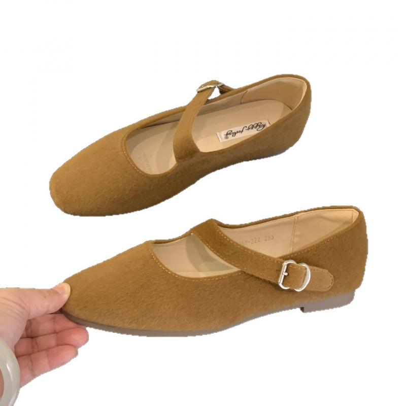 French Retro Red Mary Jane Shoes Women's 2025 New Autumn Temperament Square Head Ballet Flat Bottom Shallow Mouth Single Shoes