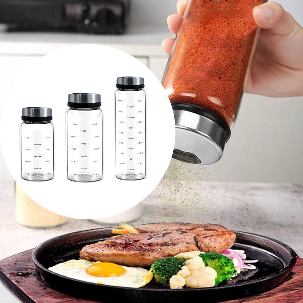 Lid Glass Seasoning Can Salt Sesame Storage Tank Solid Condiment Seal Jar Pepper Spice Shaker
