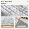 Modern Round Abstract Area Rug Gray White Low Pile Circular Living Room Carpet Washable Geometric Home Decor