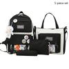 Набор из пяти предметов Студенческий школьный рюкзак Прозрачный рюкзак Женские уличные портативные сумки для хранения Большая вместимость Дорожная сумка Подарок