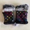 Christmas Women Hand Wrist Windproof Mittens Warmer Y2K Leopard Print Gloves Plush Suede Faux Rabbit Fur Fingerless Gloves