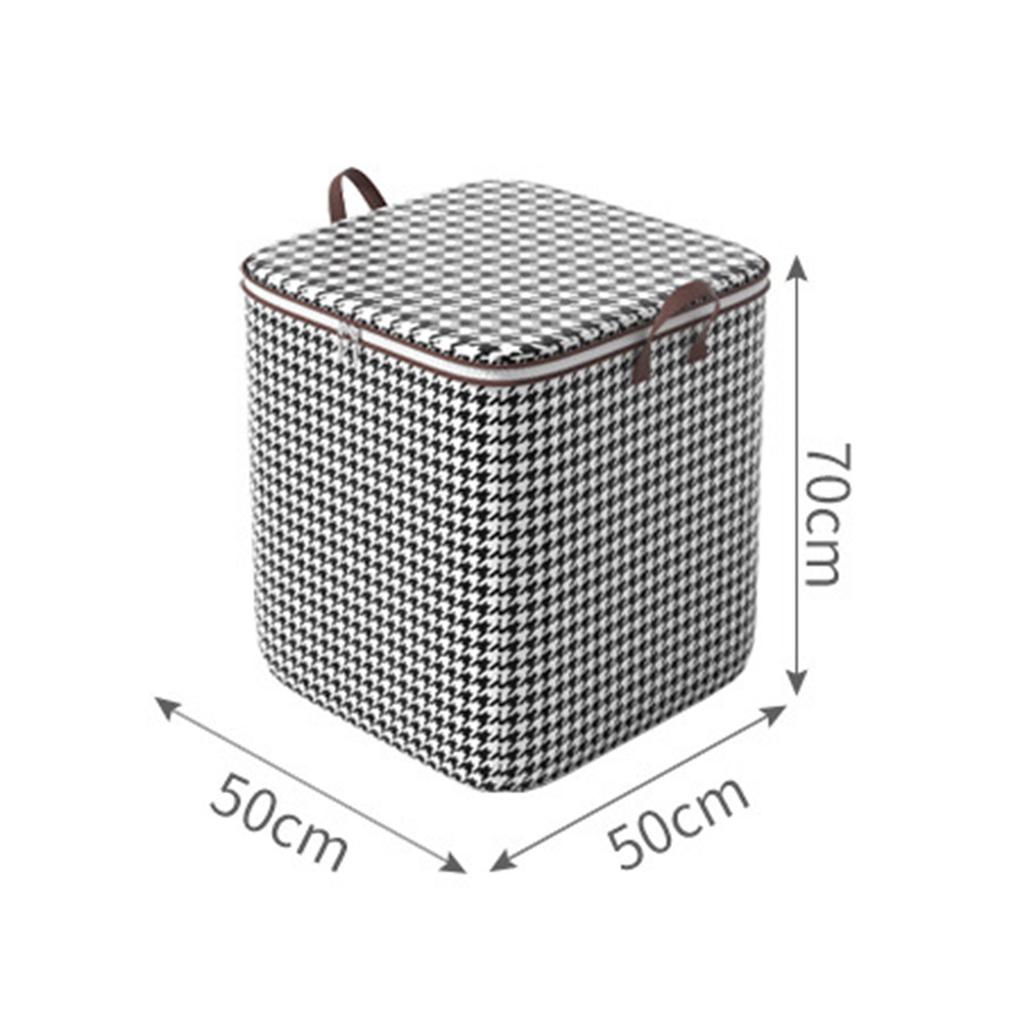 Houndstooth Storage Bags for Clothes Quilts 180L Non-Woven Fabric Foldable Moving Packing Storage Box with Handles