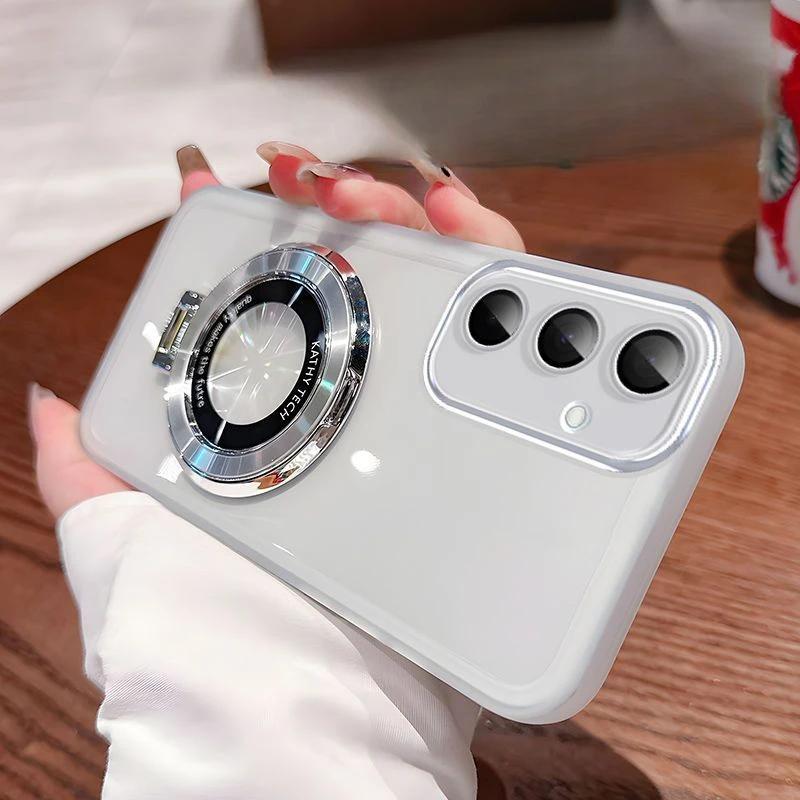 Прозрачный силиконовый магнитный чехол-держатель для Samsung S25 S24 S23 S22 S21 Ultra Plus FE A16 A15 A55 A54 iPhone 16 15 14 13 12 11 Pro Max Plus XSMAX XR