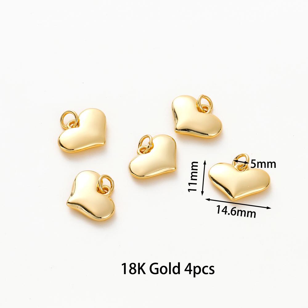 4 шт./лот Позолоченное 14K Золотом Сердце-Шарм с Кольцом-Замочком Принадлежности для Изготовления Ожерелий Сплошной Подвеска-Сердце Для DIY Аксессуаров для Украшений