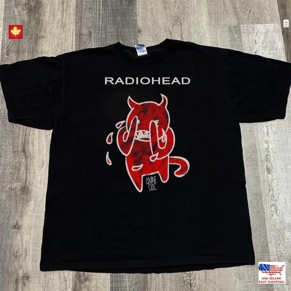 Новая одежда Футболка группы Radiohead Ретро-стиль Черная Унисекс Футболка