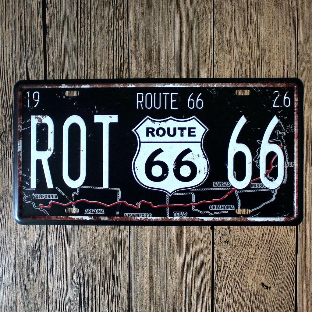 Жестяная табличка Route 66 для декора дома, спальни или бара