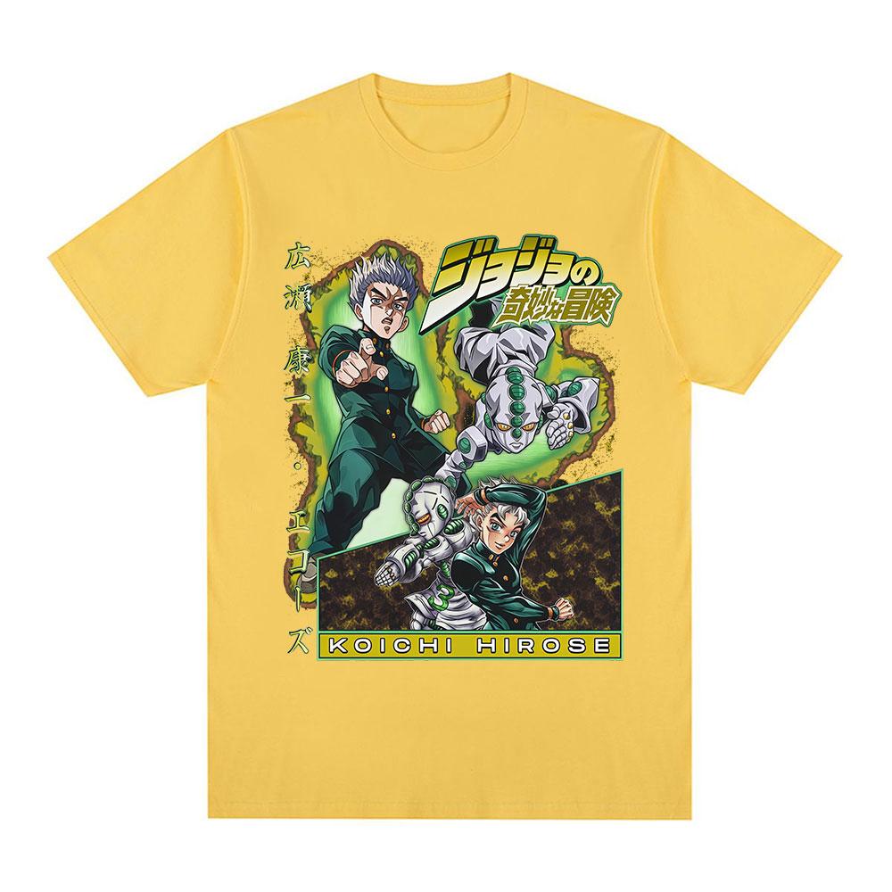 Аниме JoJo's Bizarre Adventure Хиросе Коичи Футболки с Графическим Принтом Унисекс Повседневные Хлопковые Y2K С коротким рукавом Свободный Топ Уличная одежда