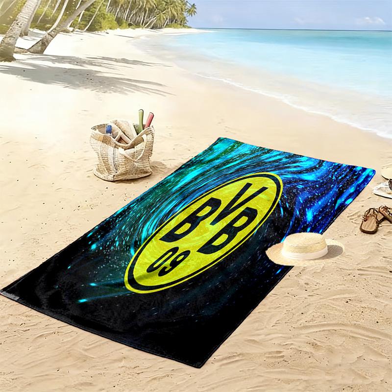 Vibrant BVB Logo Dynamic Background beach towel Outdoor camping Beach towel for vacation photos quickdrying swim towel swim seaside beach Comfort