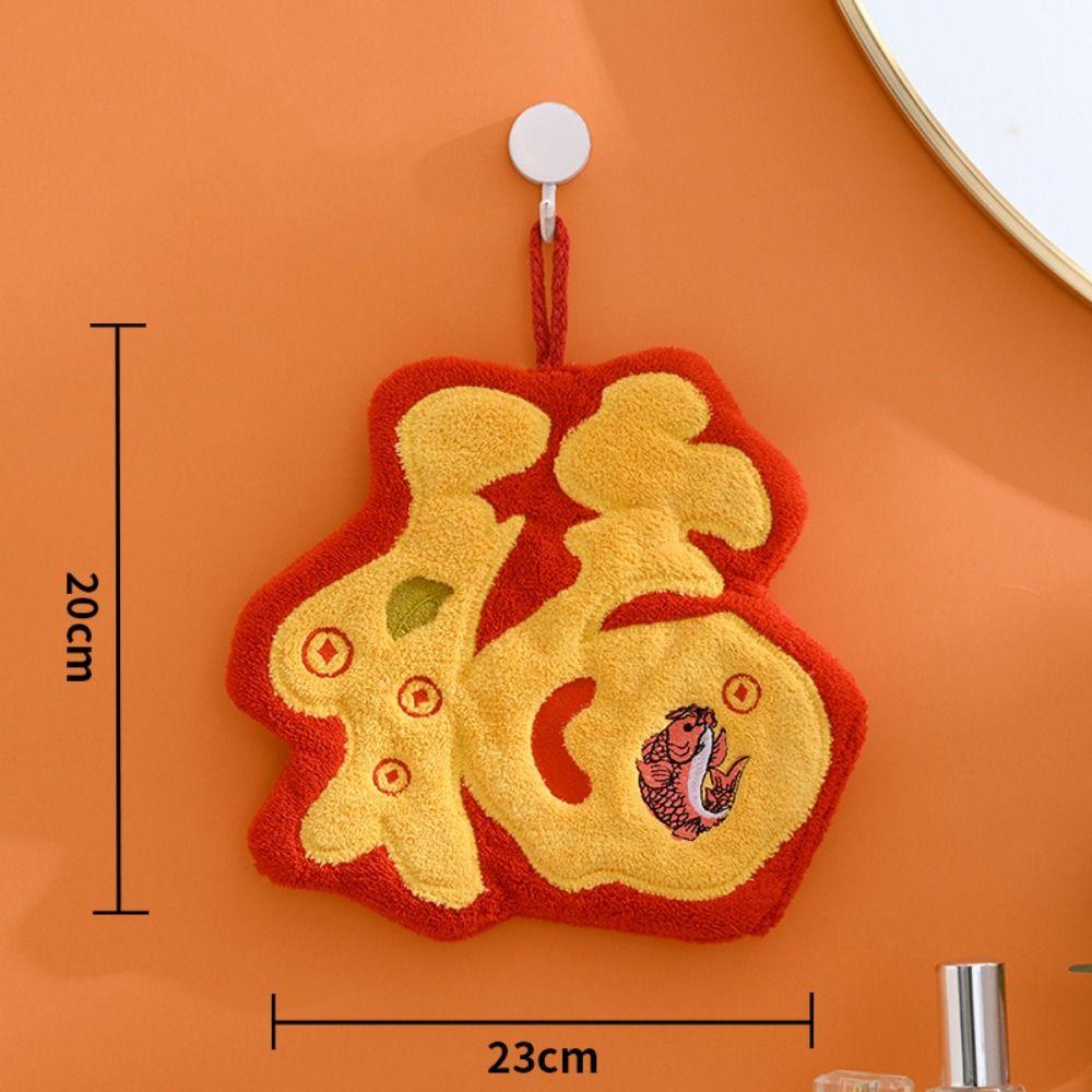 Cartoon Quick-drying Hand Towel Red Hanging Towels Creative Handkerchief Bathroom Kitchen