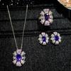 Purple Zirconium Star Crown Haute Couture Luxury Full Inlaid Temperament Pendant Stud Earrings Open Ring Women's Fashion Accessories 2026