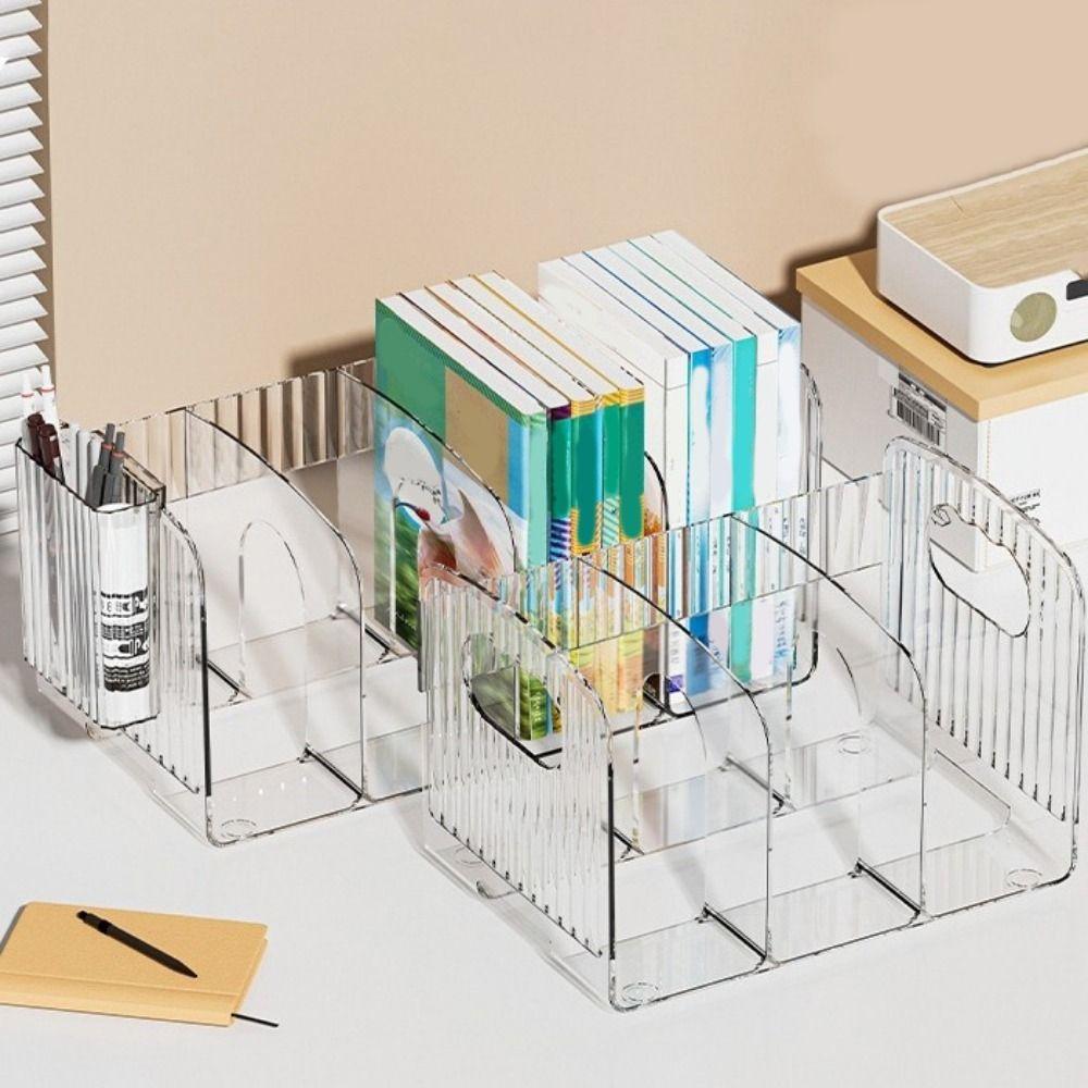 Save Space Divided Book Stand Thickened Desktop Sorting Rack Acrylic Book Stand Living Room