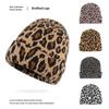 Jacquard Leopard Knitted Cap Soft Beanies Hat Y2K Fashion Thick Warm Hat  Unisex