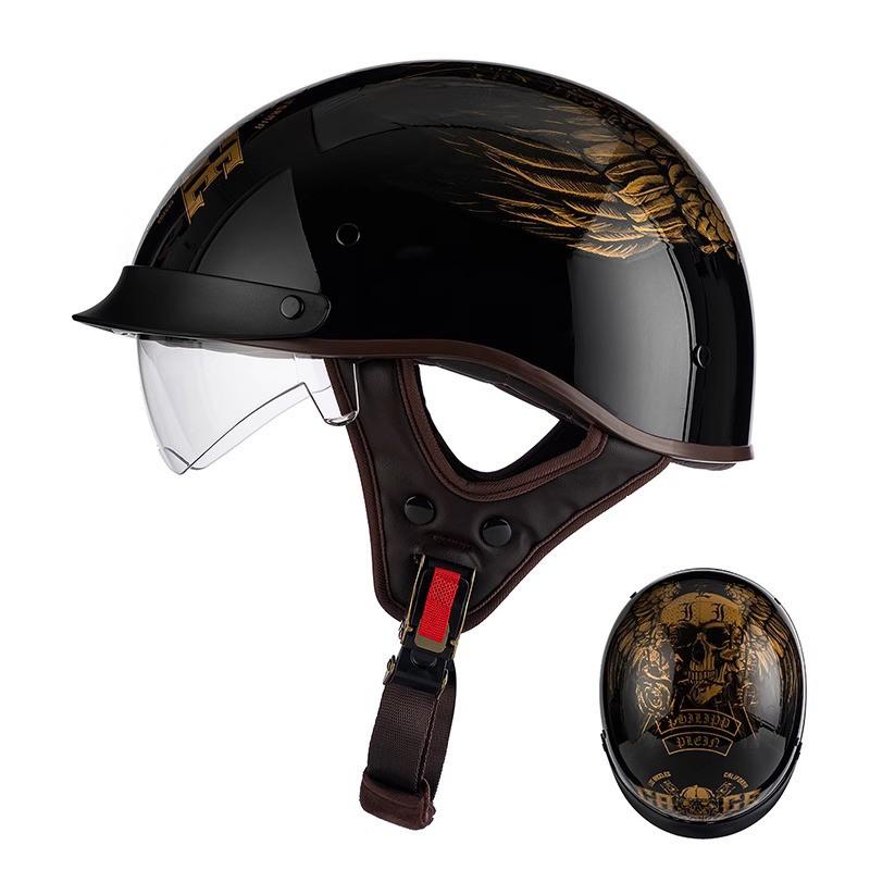Vintage Harley Style Half Face Helmet 3C Certified Men Women Commuter Motorcycle