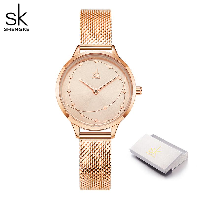 SK Classic Женские сетчатые из нержавеющей стали Металлические наручные часы Горячие продажи в США Китайская фабрика Бесплатная коробка