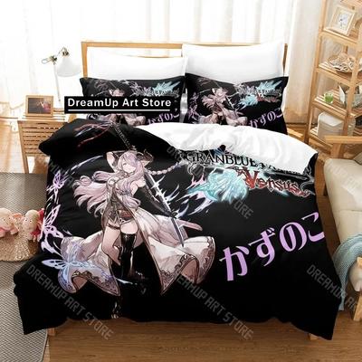 3D Печать Granblue Fantasy Комплект постельного белья Односпальный Полуторный Двуспальный Евро Размер Кинг-сайз Комплект для кровати Взрослый Детская спальня Комплекты с пододеяльником 3D Печать Аниме