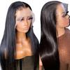 Европейская и американская самая продаваемая женская 4x1 кружевная передняя парика: Черные длинные прямые синтетические волосы Полное покрытие головы