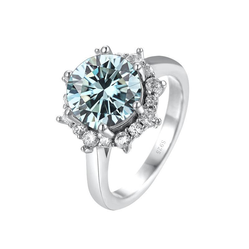 Bague Ringen Роскошные ювелирные изделия с муассанитом и бриллиантами 3,5 карата, обручальное кольцо из стерлингового серебра S925 для женщин, дизайн в форме цветка, размер 5-9