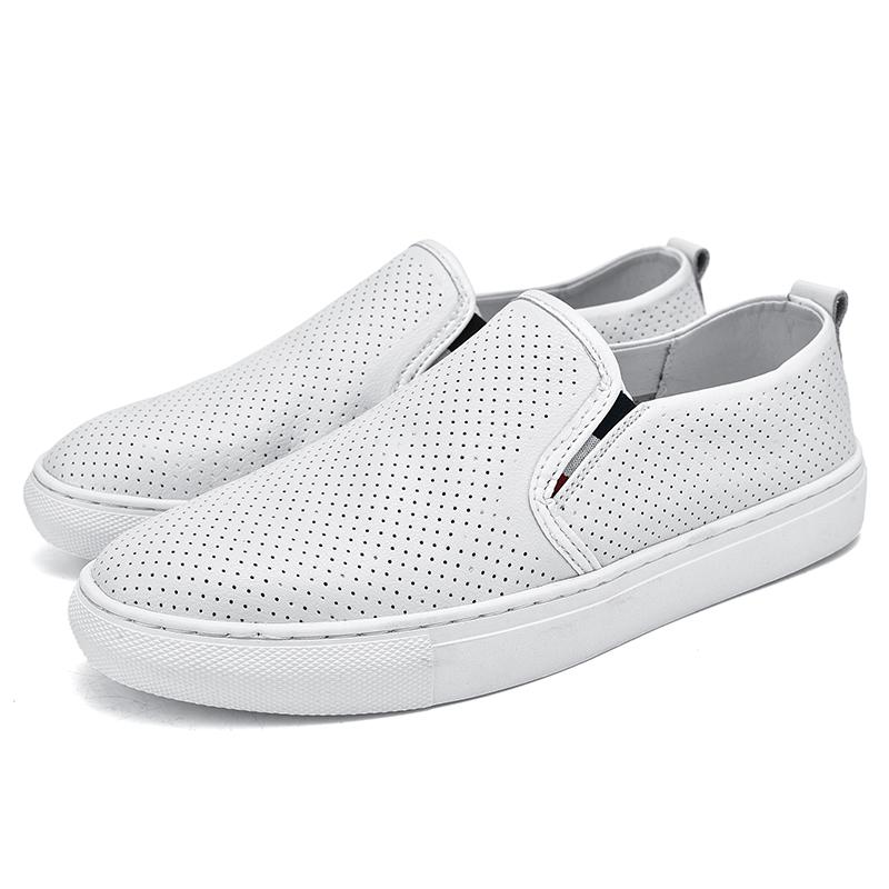 Men's Casual Shoes Slip-On Loafers Low Breathable Light Fashion Shoes for Men Walking White Shoes Zapatos De Hombre Hollow Out