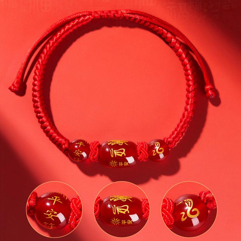 2025 Snake Year Lucky Red Rope Bracelet Zodiac Snake Adjustable Braided Hand Chain Women Jewelry