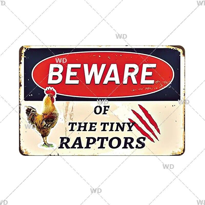 Beware Animals Dog Cat Bull Kraken Chickens Bigfoot Area Retro Tin Sign Caution Decorative Vintage Plaque Metal Poster Decor