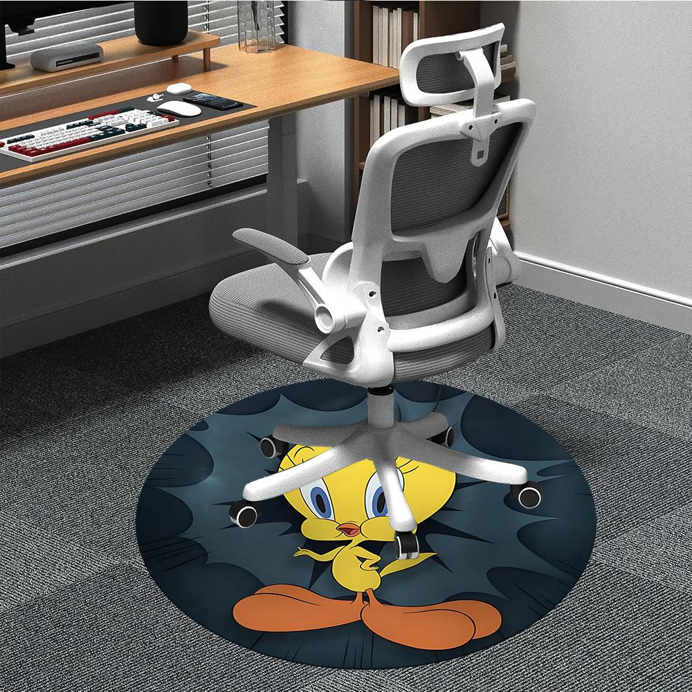 1PC Looney Tunes Tweety Office Round Area Rug, Indoor Mat Suitable For Office, Under Office Chairs Bedroom Living Room Home Decor, Room Deco110