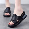 Women Slide Slippers Sandals Outdoor Dressy Open Toe Chunky Slippers Casual Black Thick Sole Height Increase Platform Sandals
