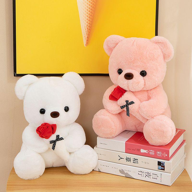 Милый плюшевый мишка из роз, кукла, тряпичная кукла, плюшевая игрушка, подарок на День святого Валентина, свадьбу