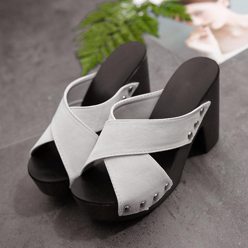 Женские модные шлепанцы, шлепанцы с перекрестным ремешком, шлепанцы на толстом высоком каблуке и толстом каблуке, туфли с открытым носком PSH