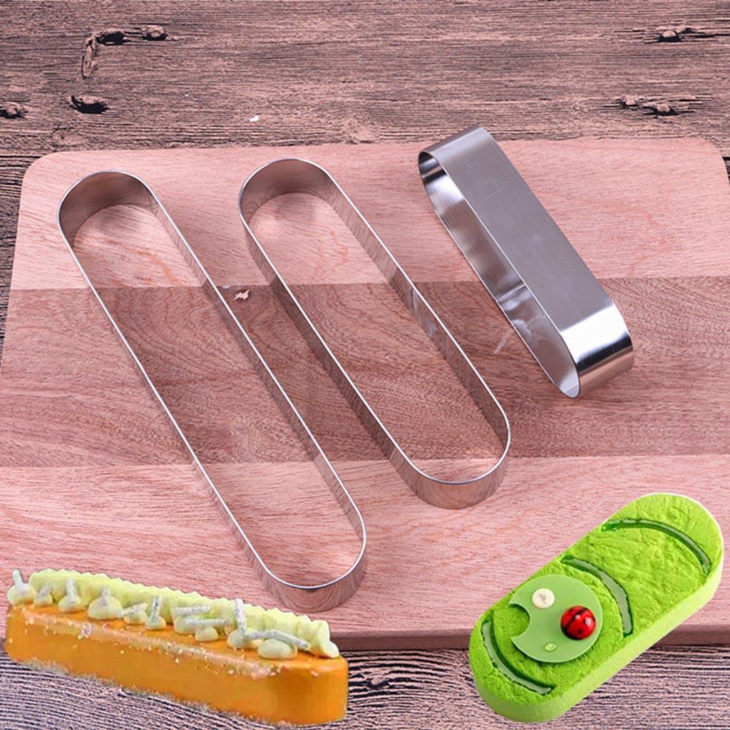 Прямоугольная форма для муссового торта, формочка для печенья из нержавеющей стали, мини-длинная овальная форма для печенья, геометрическая металлическая формочка для печенья