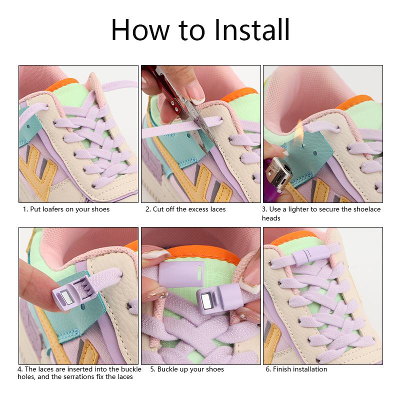 Шнурки без завязывания Магнитные шнурки Зажим Без завязывания Шнурки Плоские Эластичные шнурки для кроссовок Резиновые шнурки Эластичные шнурки