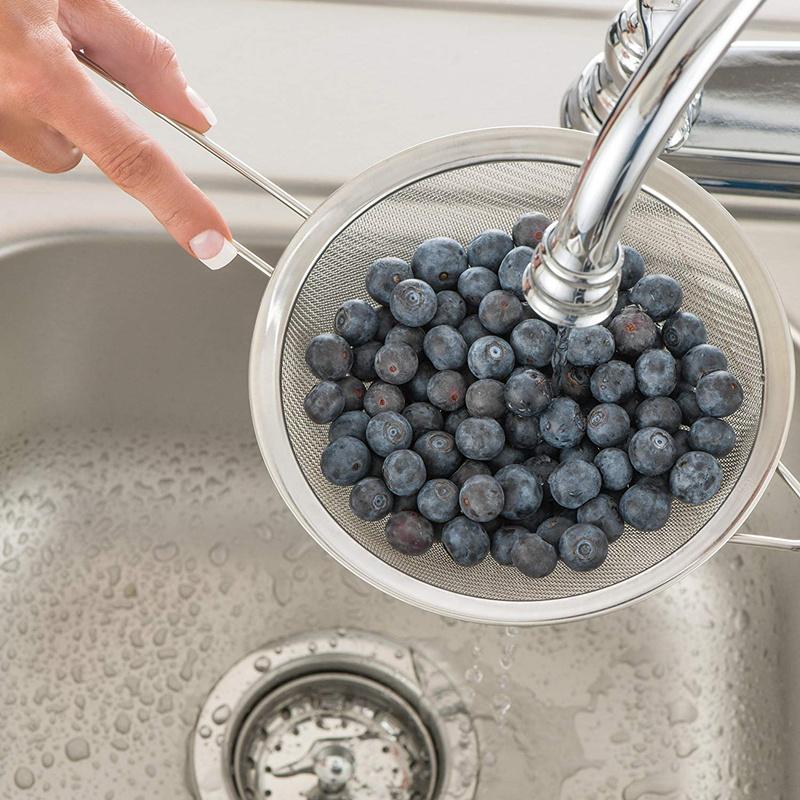 LMETJMA Фильтры из нержавеющей стали с мелкой сеткой, дуршлаги для масла с длинными проволочными ручками 3'', 5'', 6'', 8'', 9,5'' KC0072