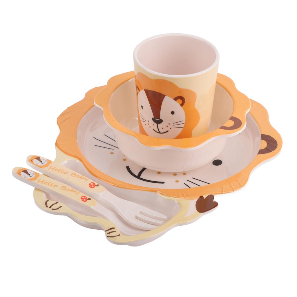 Kids Plates Set Cartoon Dishes Plates Utensils Set for Toddler Divided Food Tableware