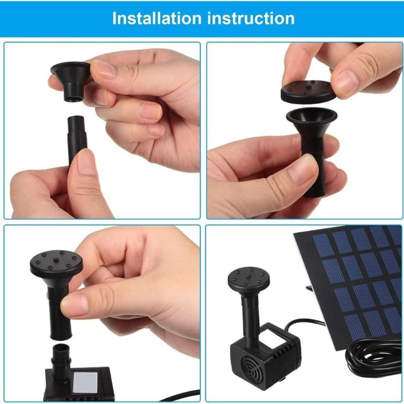 7V 1.5W Solar Powered Fountain Pumps Set With 8 Sprayed Head Fit for Garden Pond Bird Bath Decoration Water Circulation